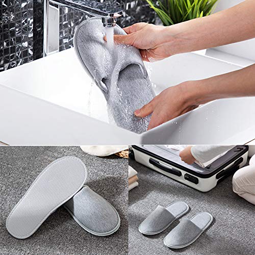 Rocutus 2 Pair Disposable Slippers Disposable Slippers Bulk Guest Slippers Travel Portable Polyester-cotton Slippers Home Interior Slippers Hotel Special Anti-skid Shoes Cotton Trailer - Image 5
